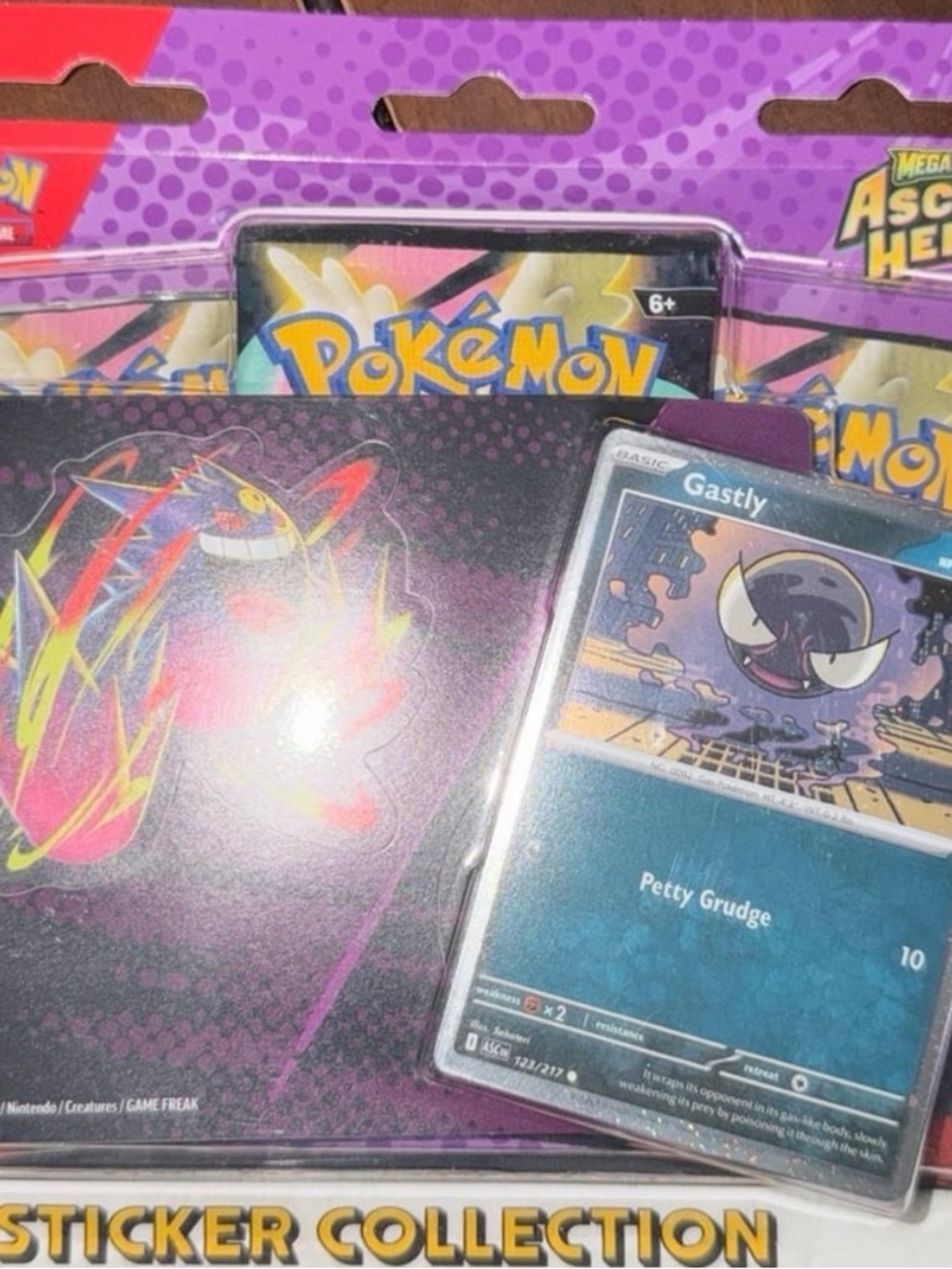Pokemon Gastly Sticker & Card Collection - Blue/Black/Purple